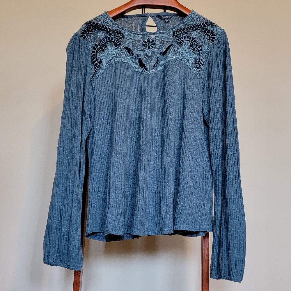Lucky Brand lace appliqué shirt